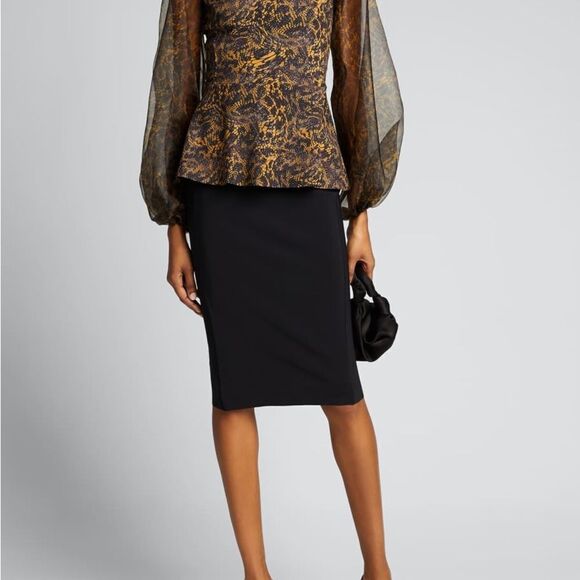 New Chiara Boni La Petite Robe Hasana Sheer-Sleeve Peplum Dress 6/40 Italy $750 - Picture 4 of 14